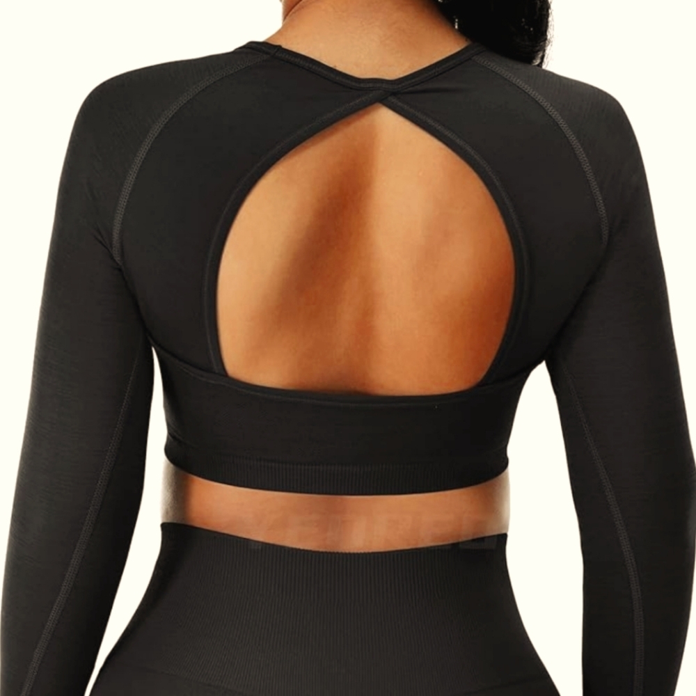 Long Sleeve Crop Top Seamless Workout